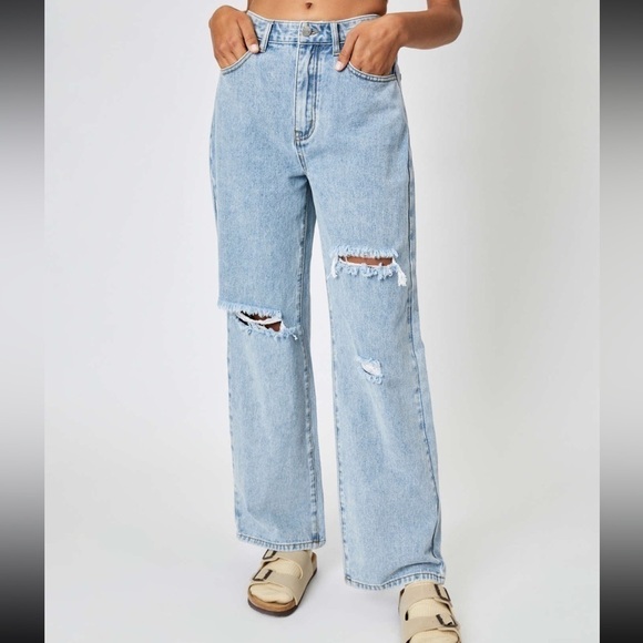 Cider Denim - Cider | NWT Blue Denim Basic Ripped Distressed High Waist 5 Pocket Jeans XS